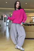 Conrad Batwing Ruffle Cuff Knit Hot Pink